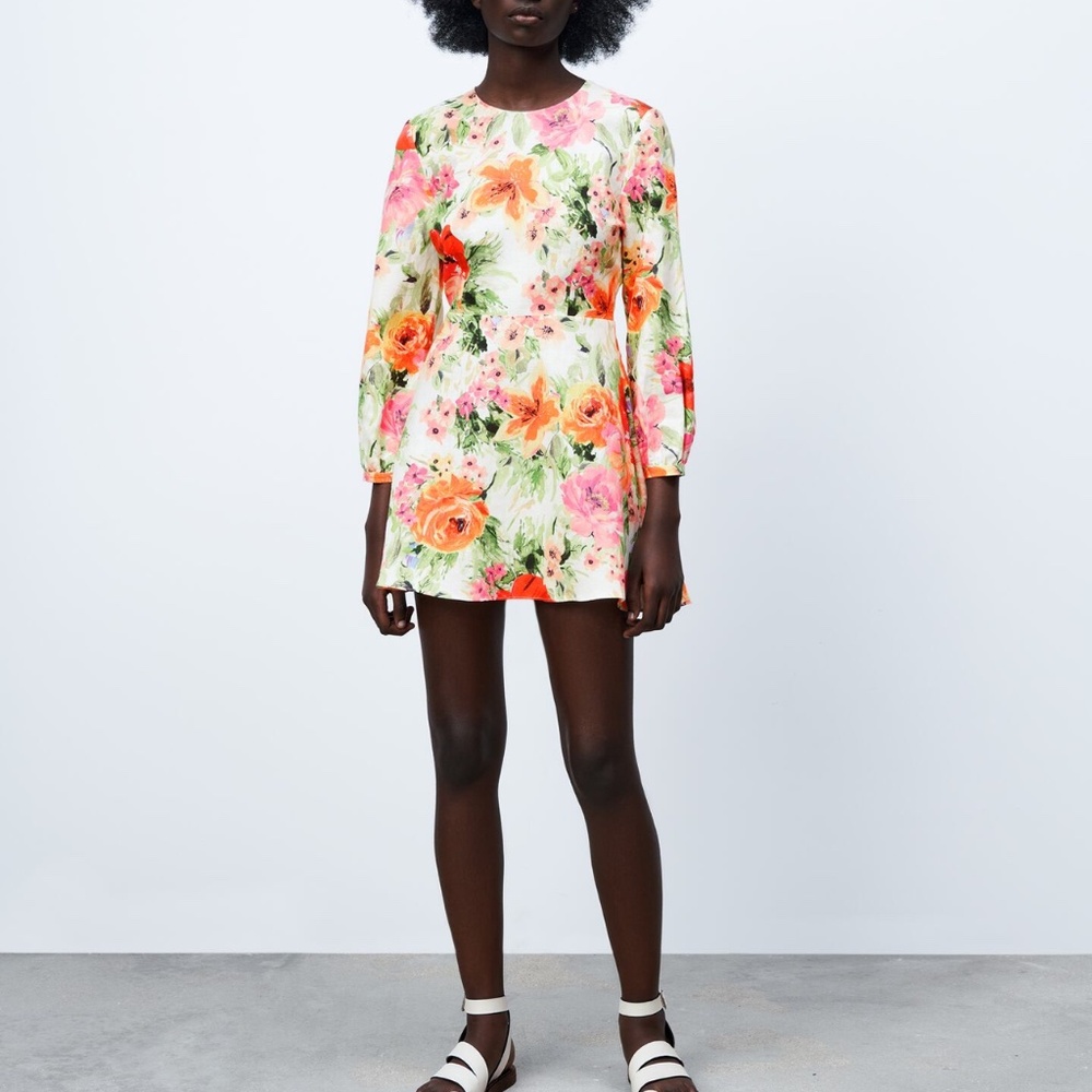 ZARA FLORAL PRINT MINI DRESS